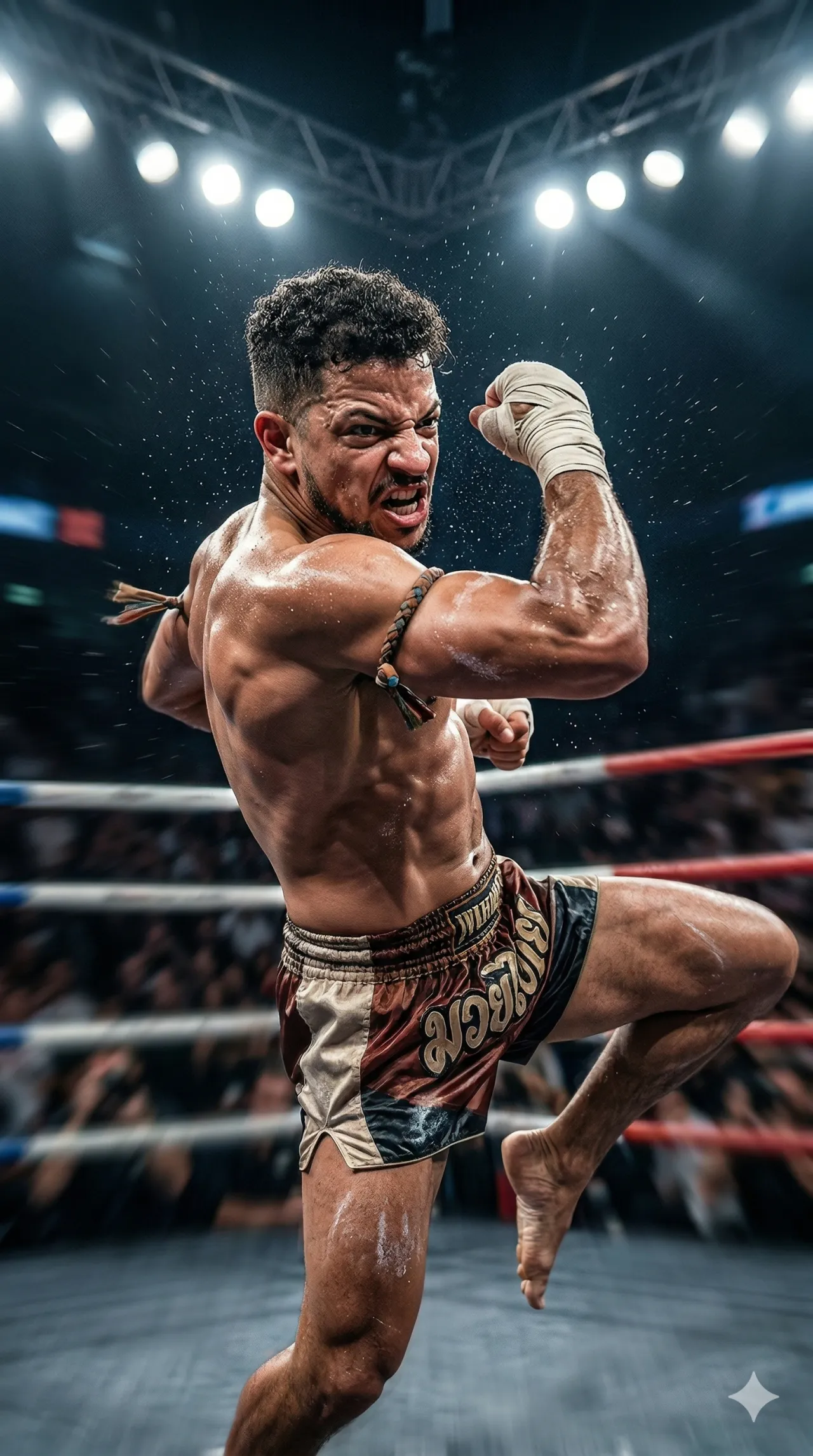 Professional Muay Thai fighter in action