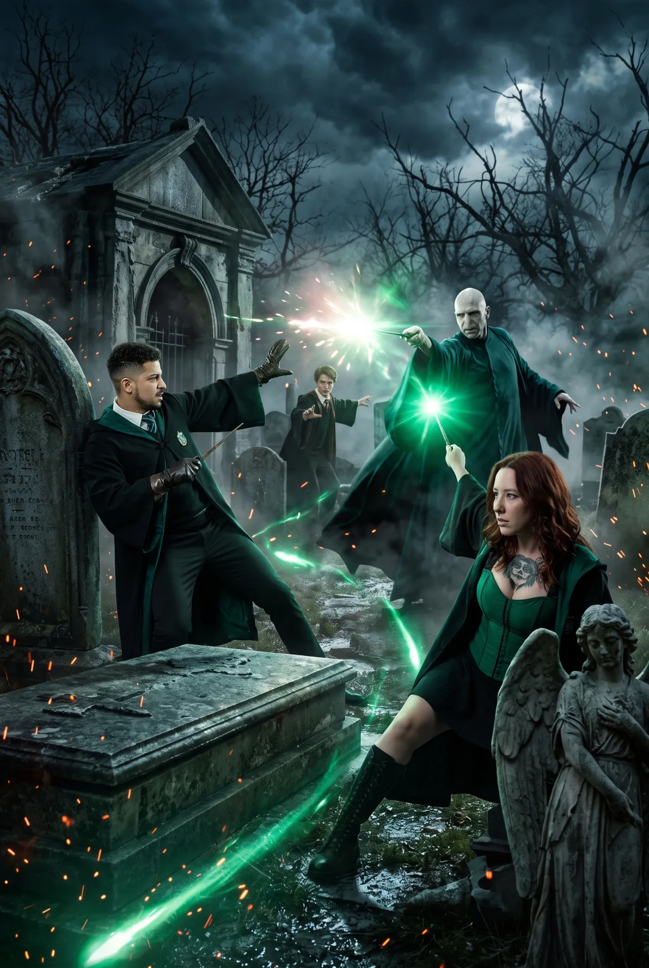 Duels with Lord Voldemort at the Cemetery