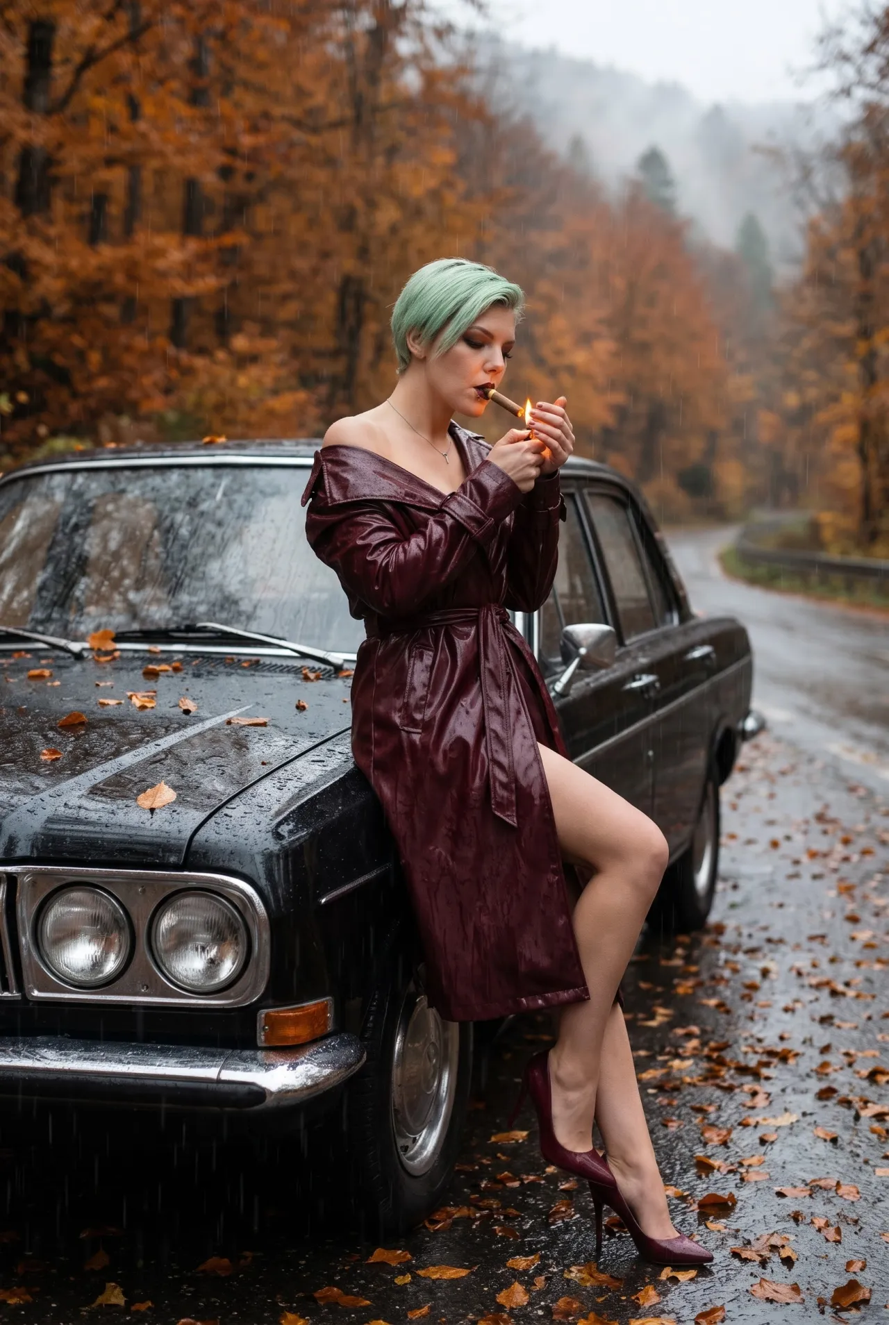 Rainy autumn fashion photo