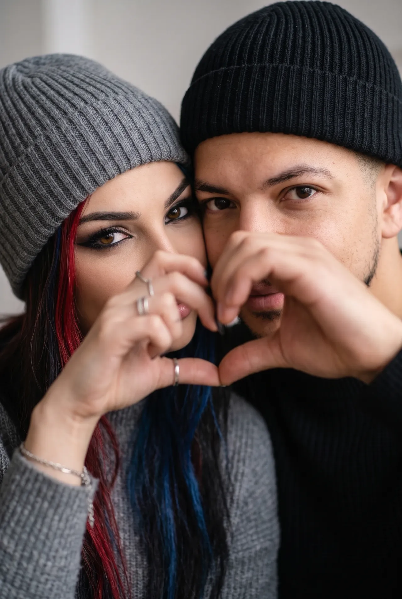 MATCHING BEANIES HAND HEART