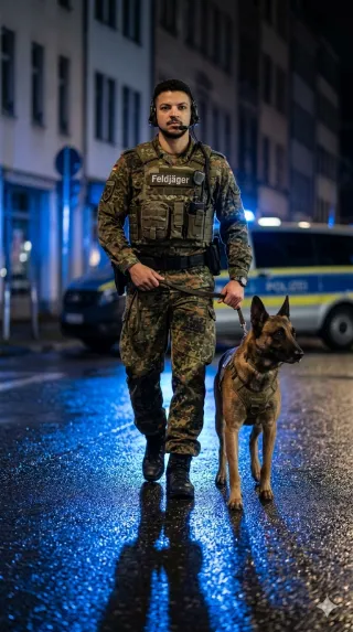 Military police with a dog – Image 1