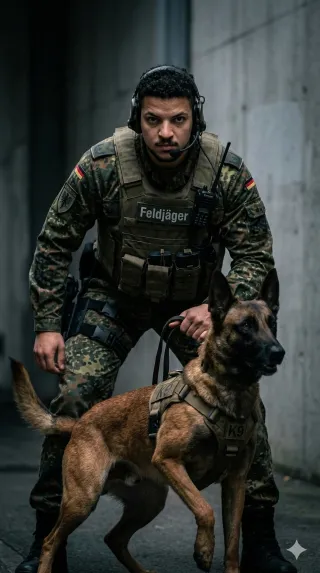 Military police with a dog – Image 3