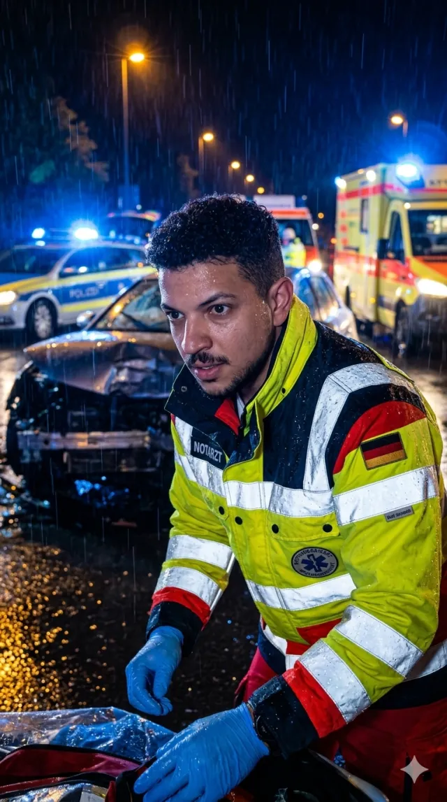 Emergency medical technician at the scene of the accident