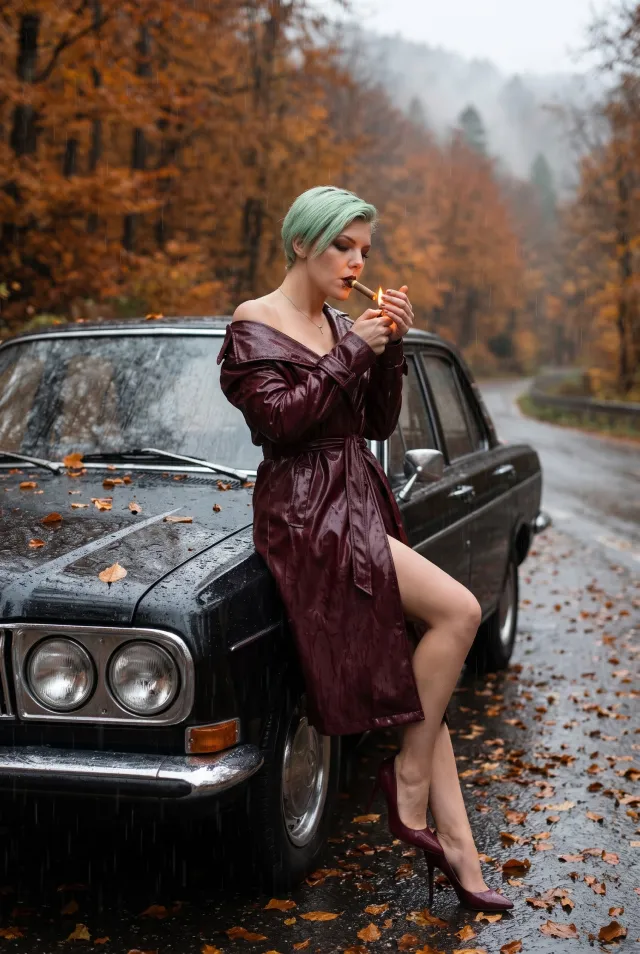 Rainy autumn fashion photo