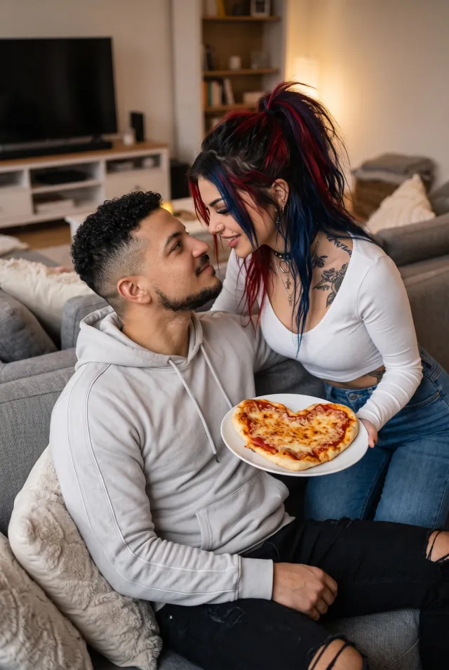 Pizza date on the sofa