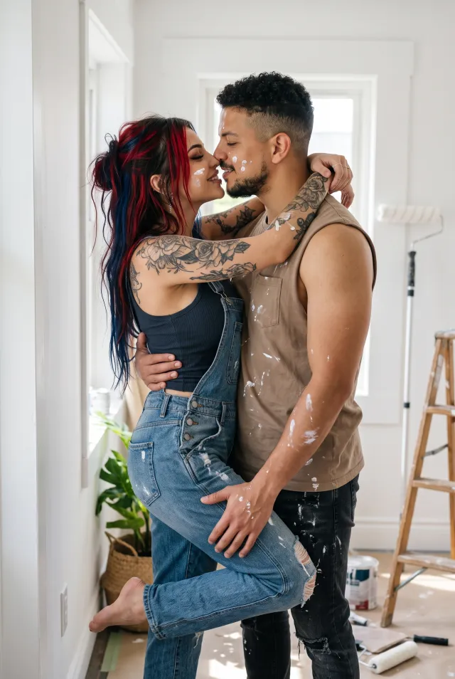 Renovating – A kiss with paint splatters