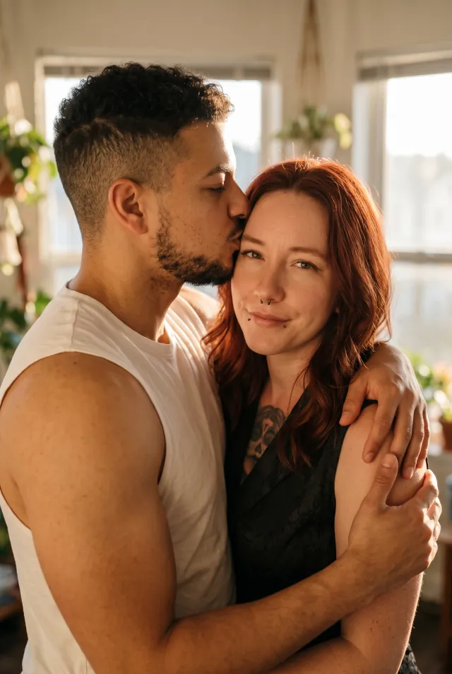 Intimate Embrace – Warm Sunset Portrait