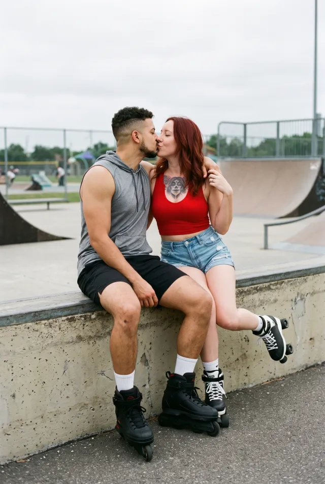 Roller Skating – Romantic Kiss
